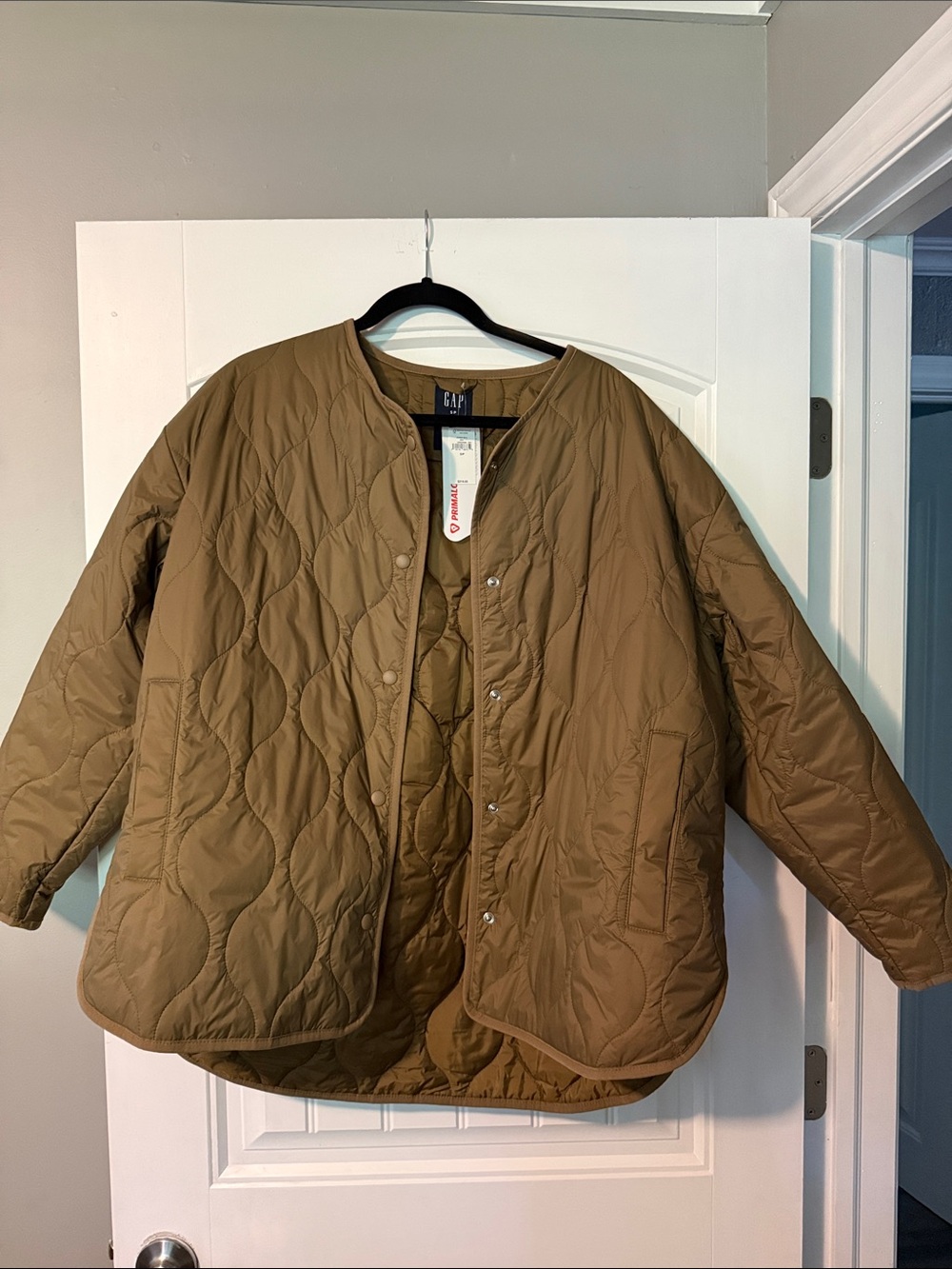 GAP Quilted Collarless Jacket - Tan Brown